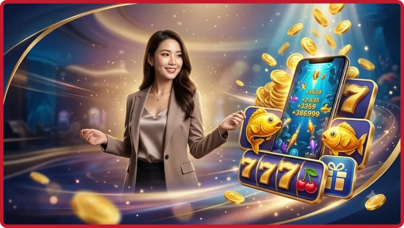 Game bắn cá xèng với cá vàng và xu vàng trong môi trường dưới nước